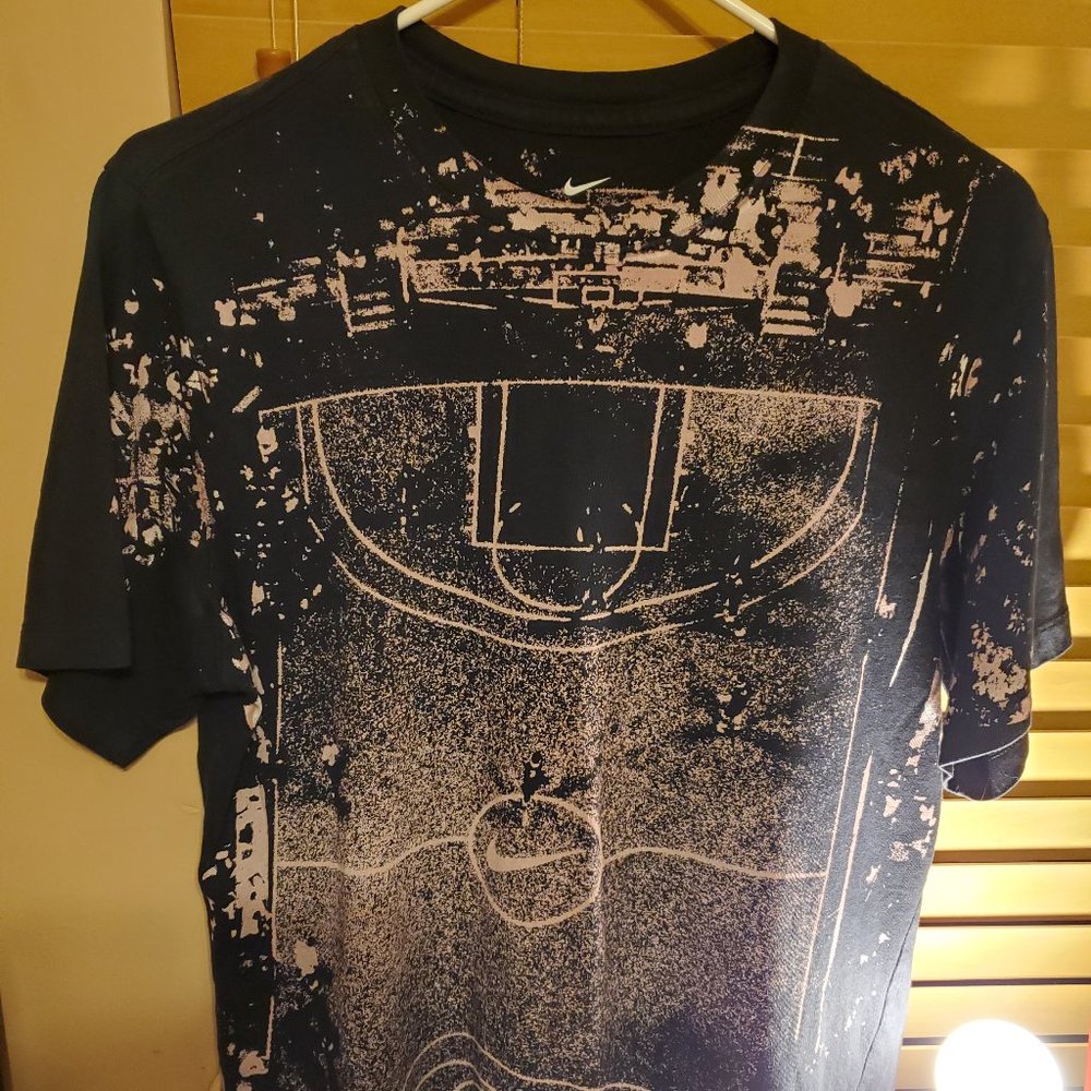 Black paint basketball court t shirt